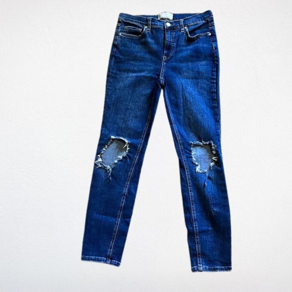 Free People Distressed Skinny Jeans Size 29 Dark Wash